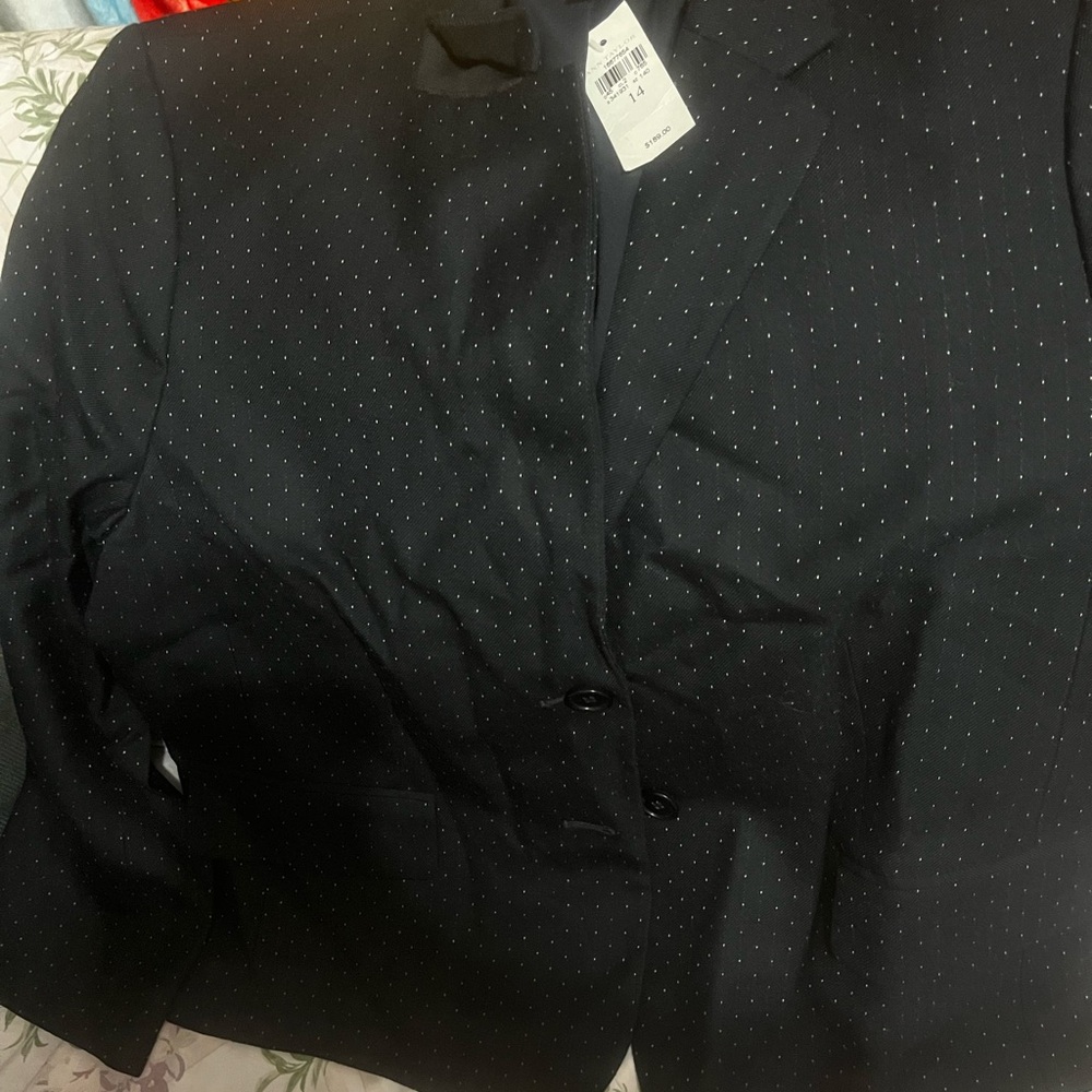 Ann Taylor Dark Blazer with White Dots